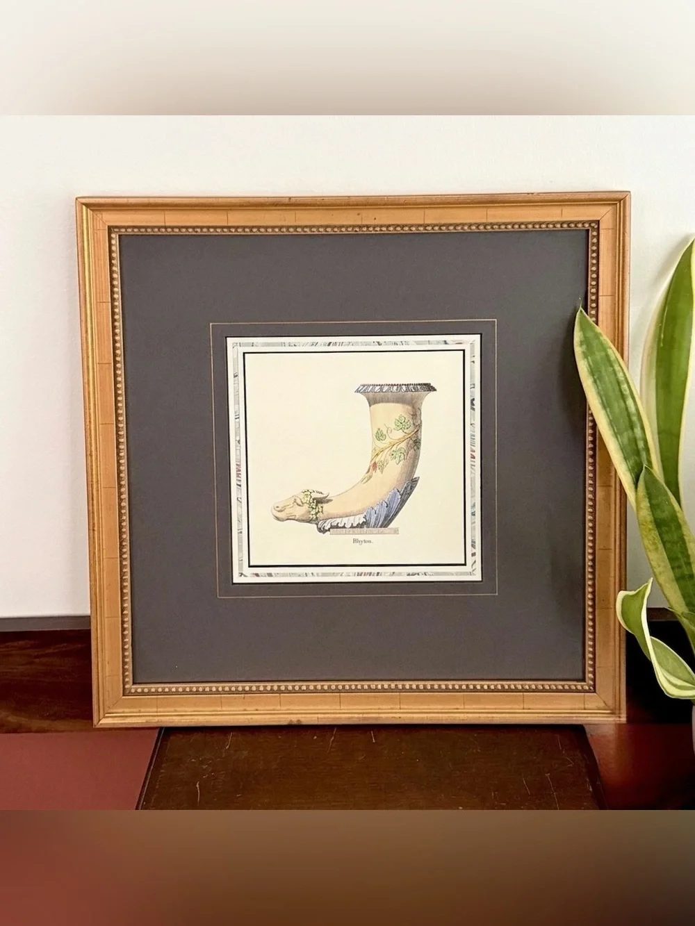 Framed Vintage Rhyton Drinking Horn Art Print Greek Antiquity Museum Style Art